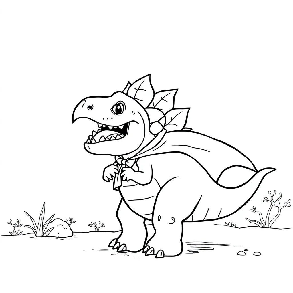 Stegosaurus a cute stegosaurus in a superhero cape — classic stegosaurus coloring page (ages 5–10)