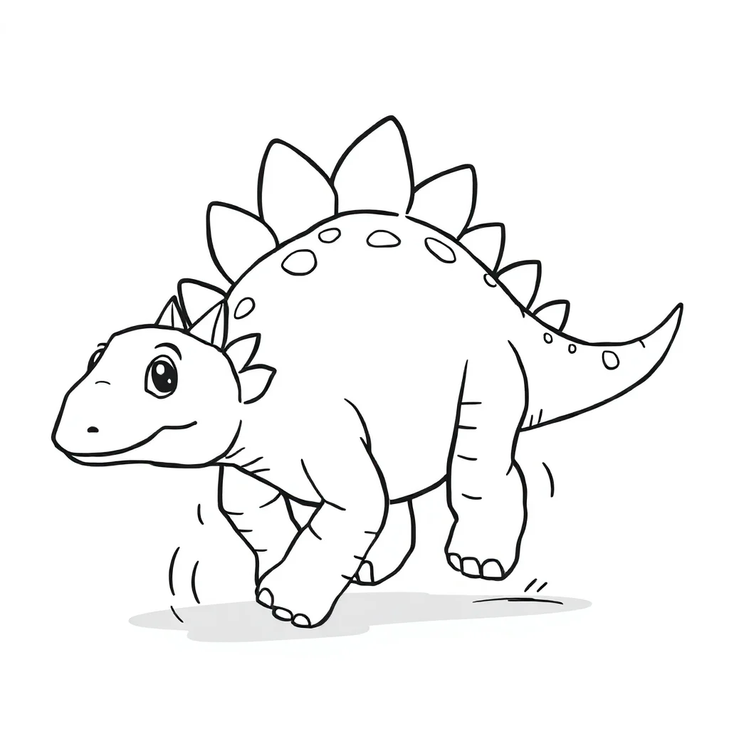 Stegosaurus a cute stegosaurus running — easy stegosaurus coloring page (ages 2–5)