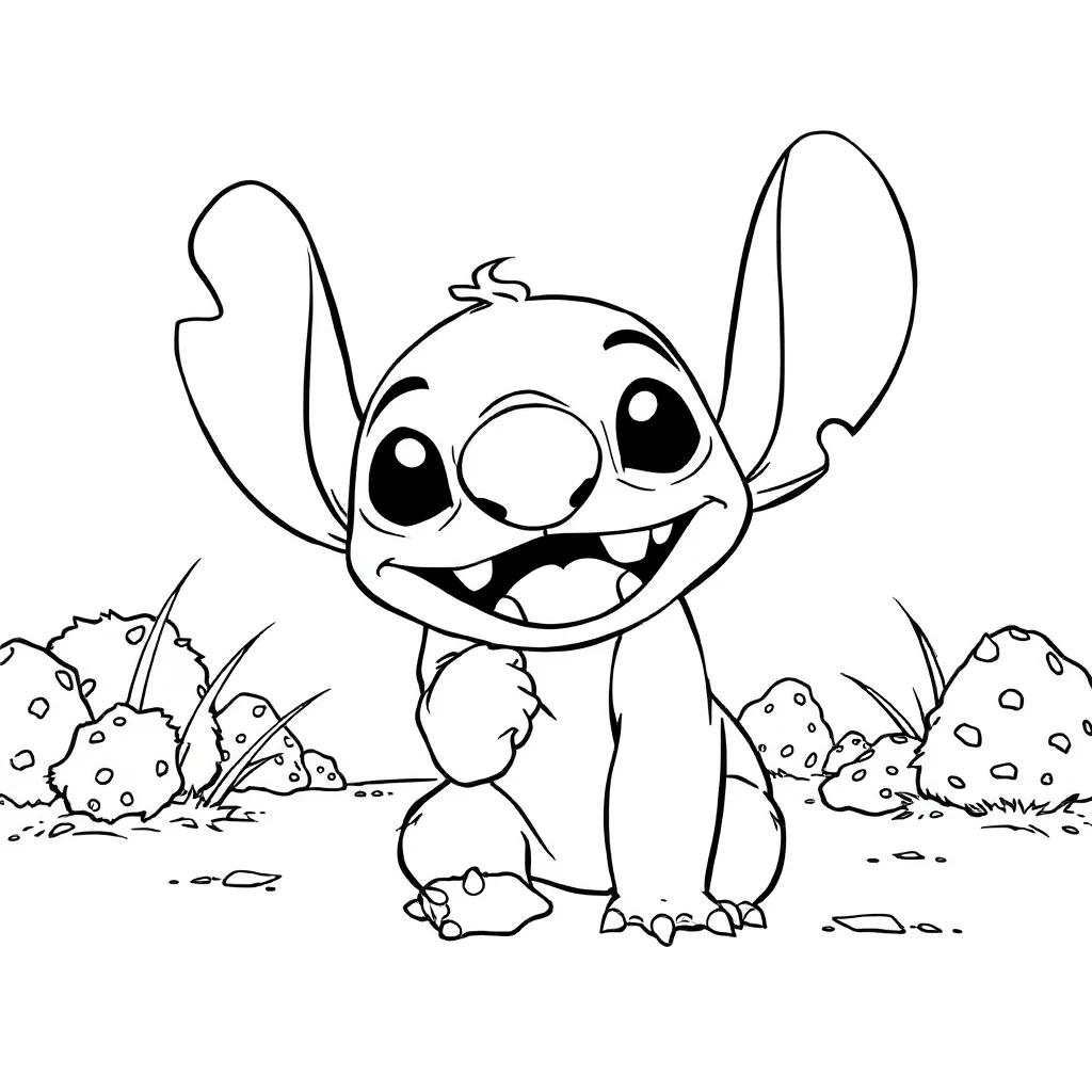 Stitch stitch giving a big smile — classic stitch coloring page (ages 5–10)