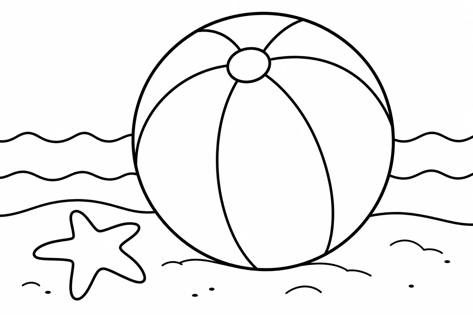 Summer beach ball — easy summer coloring page (ages 2–5)