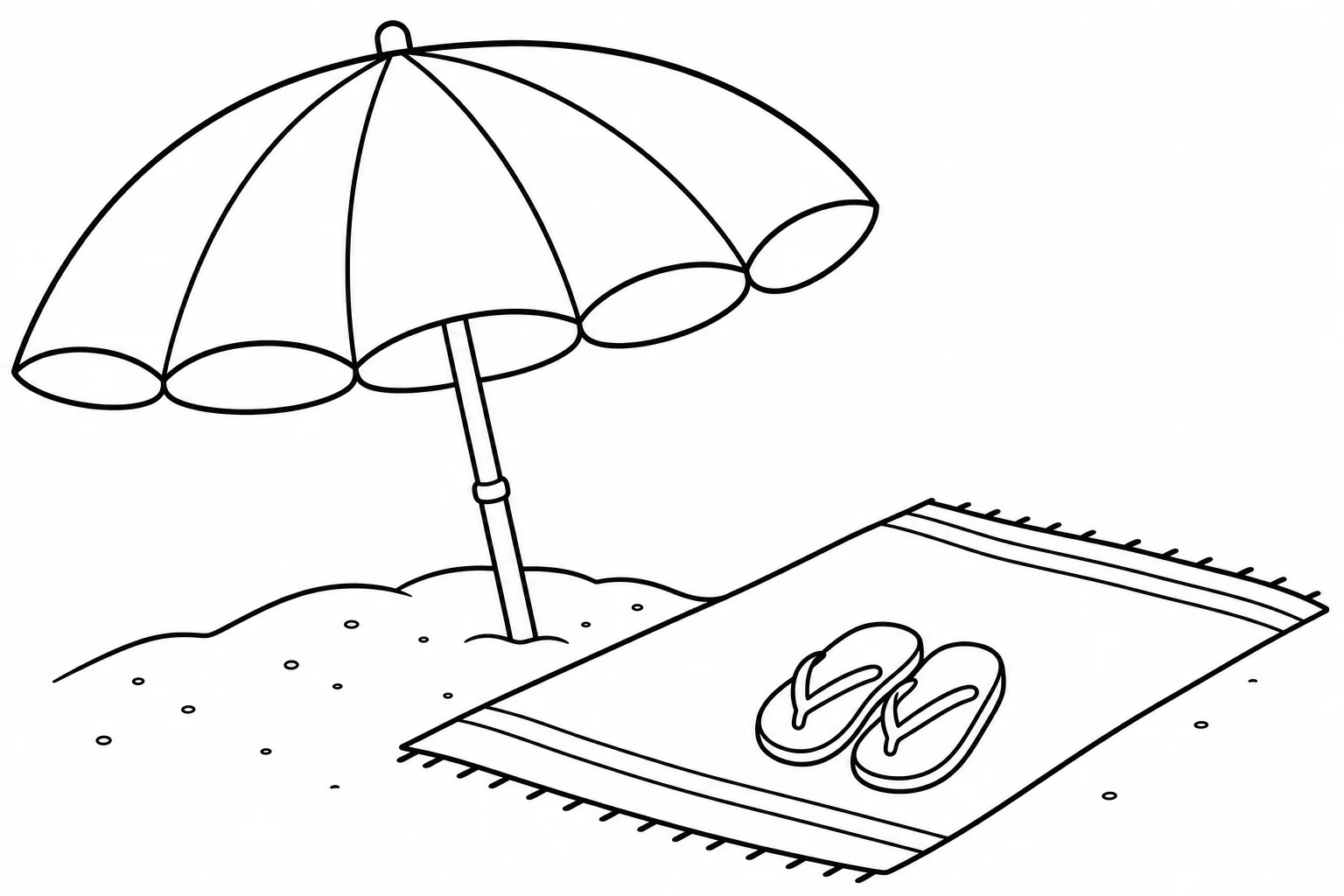 Summer beach umbrella — easy summer coloring page (ages 2–5)