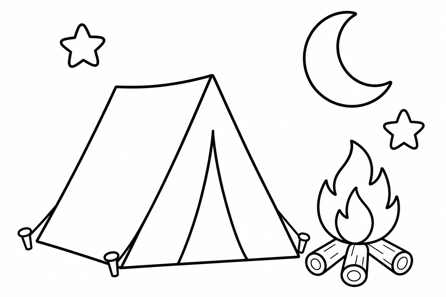 Summer camping tent — easy summer coloring page (ages 2–5)