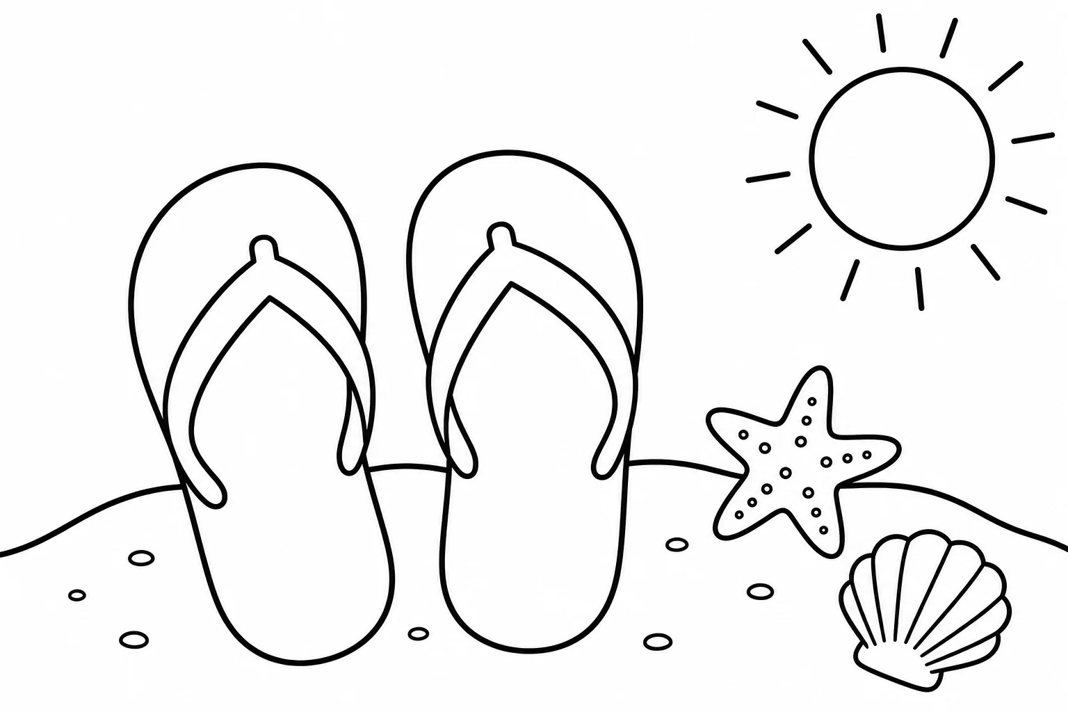 Summer flip flops — easy summer coloring page (ages 2–5)
