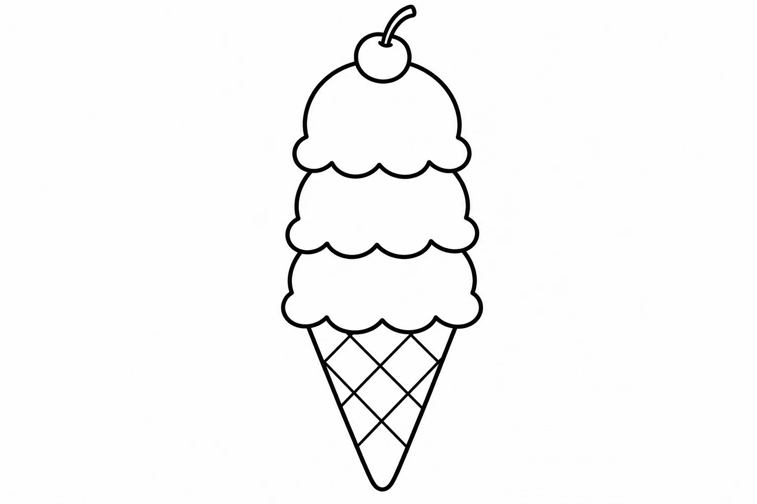 Summer ice cream cone — easy summer coloring page (ages 2–5)