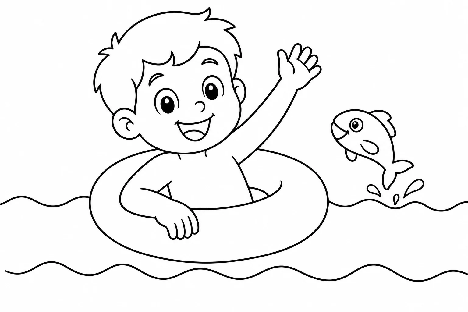 Summer swim ring — easy summer coloring page (ages 2–5)