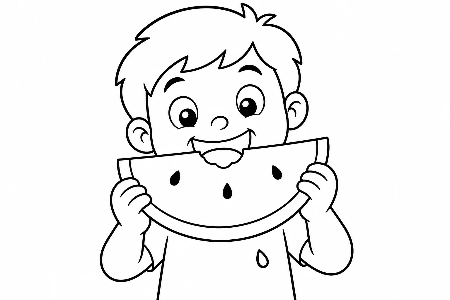 Summer watermelon boy — easy summer coloring page (ages 2–5)