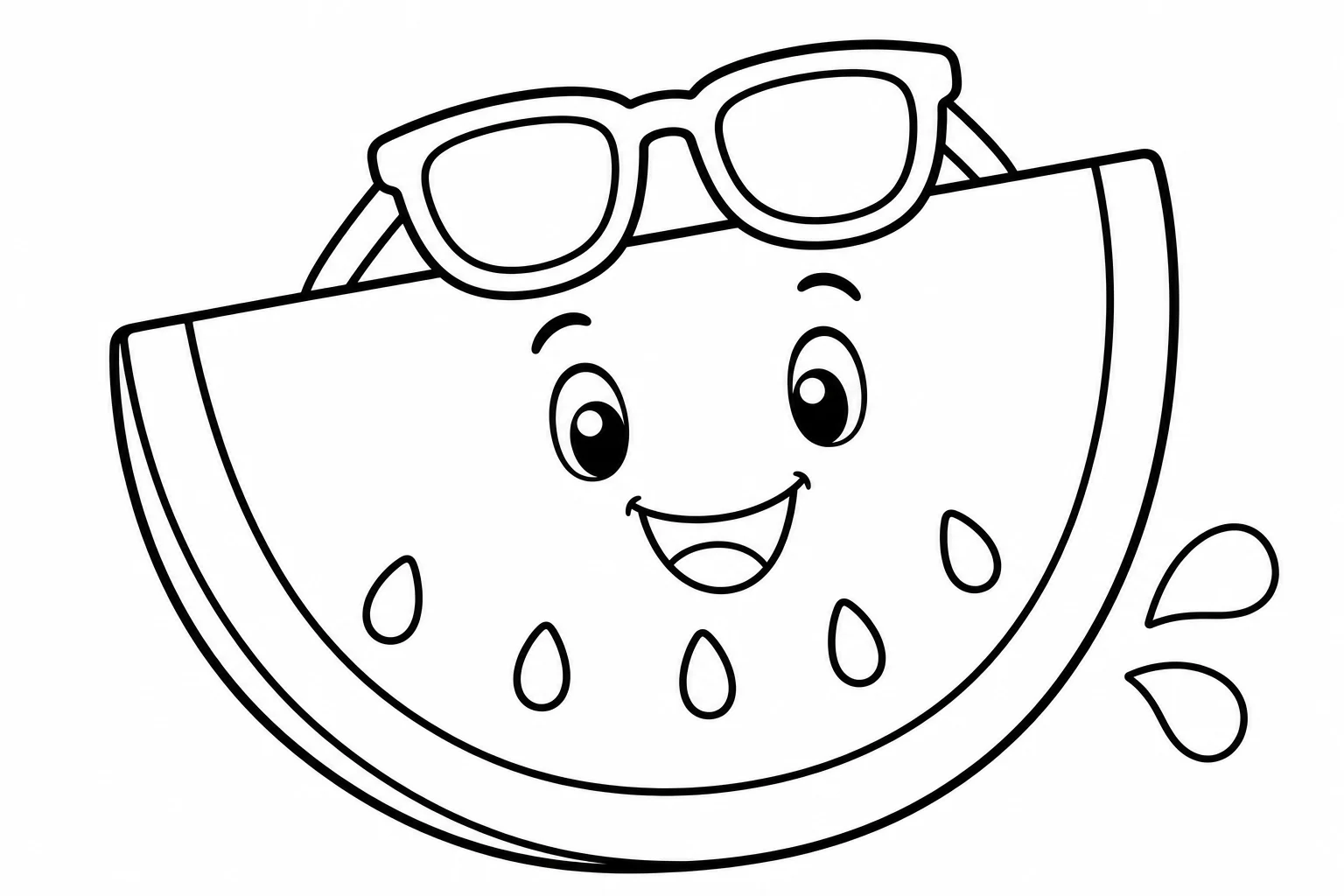Summer watermelon smile — easy summer coloring page (ages 2–5)