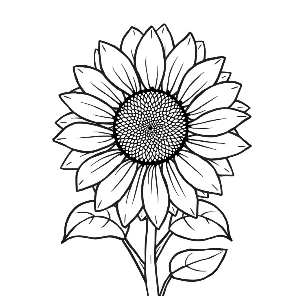 Sunflowers a blooming sunflower — easy sunflowers coloring page (ages 2–5)