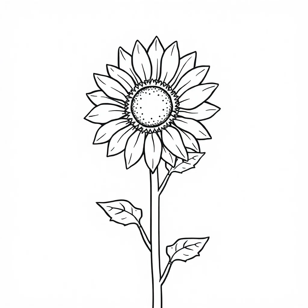 Sunflowers a tall sunflower — easy sunflowers coloring page (ages 2–5)