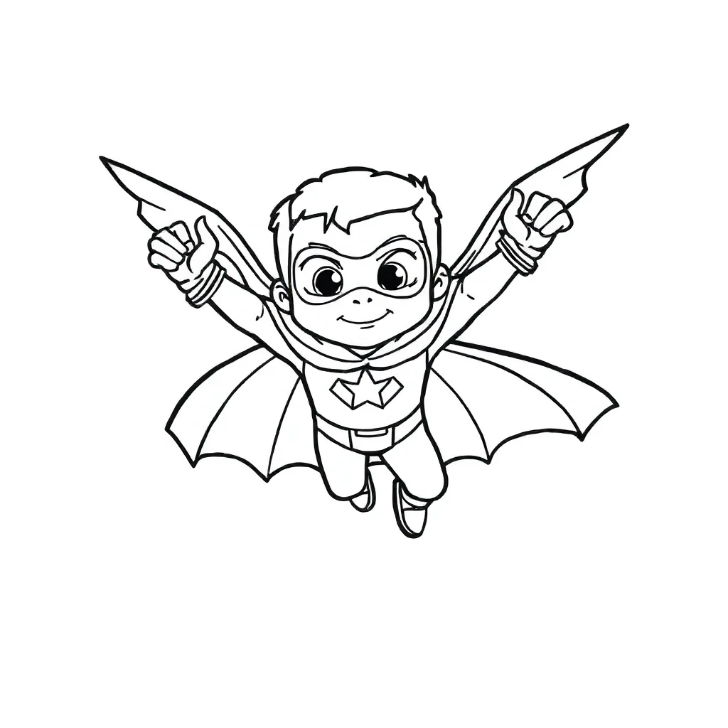 Superheroes a superhero flying flying — easy superheroes coloring page (ages 2–5)