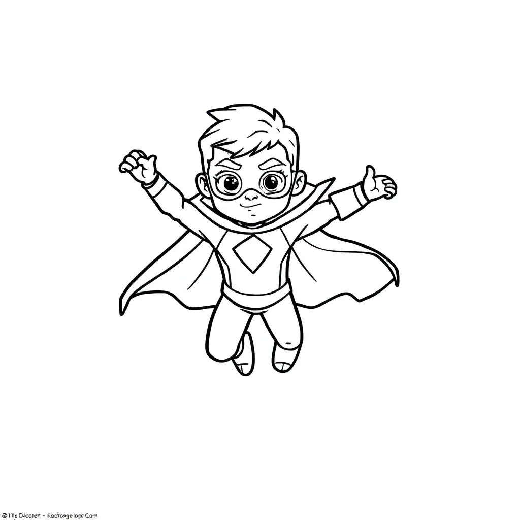 Superheroes a superhero flying — easy superheroes coloring page (ages 2–5)