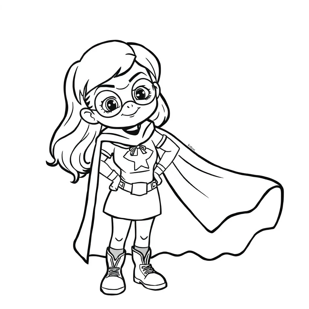 Superheroes a superhero girl hugging a friend — easy superheroes coloring page (ages 2–5)