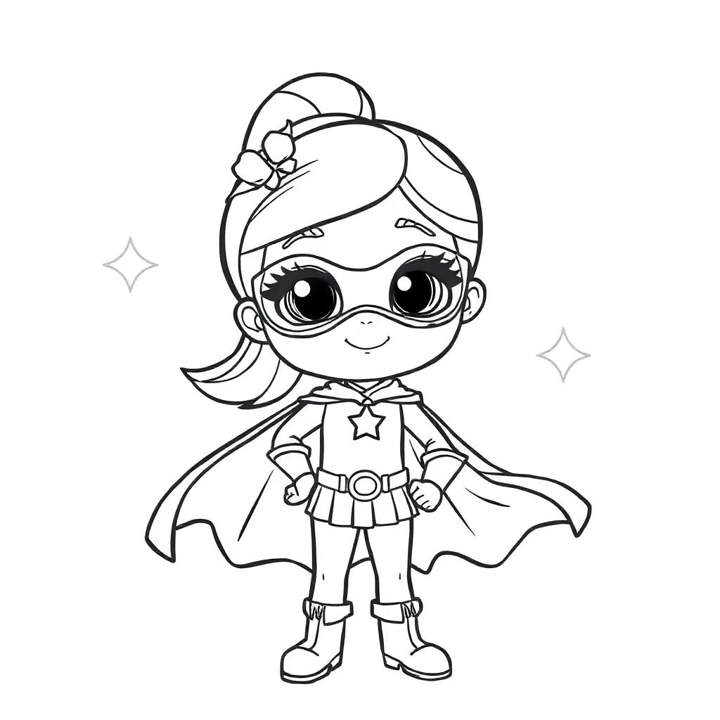Superheroes a superhero girl — easy superheroes coloring page (ages 2–5)