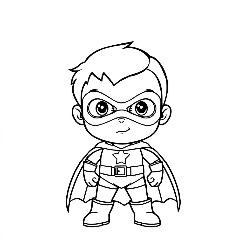 Superheroes a superhero with a mask — easy superheroes coloring page (ages 2–5)