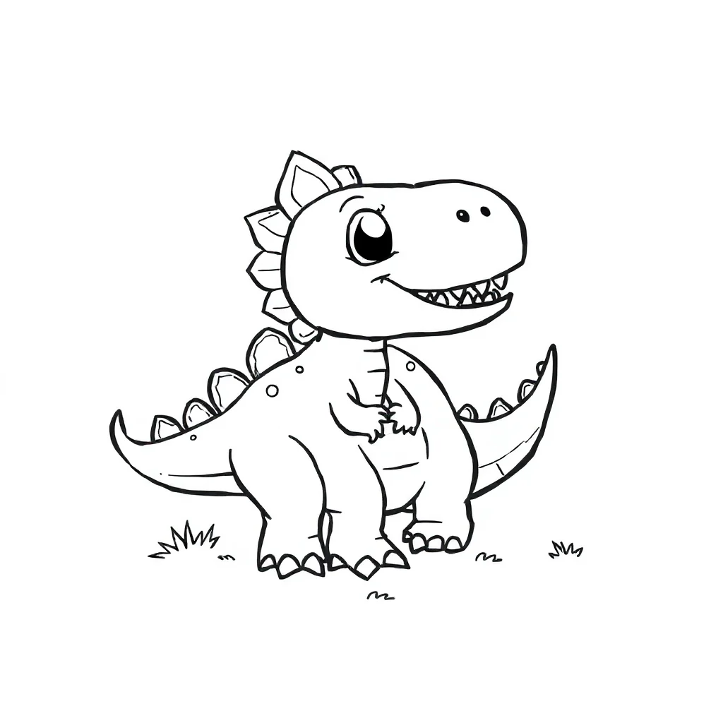 T rex a cute t rex — easy t-rex coloring page (ages 2–5)
