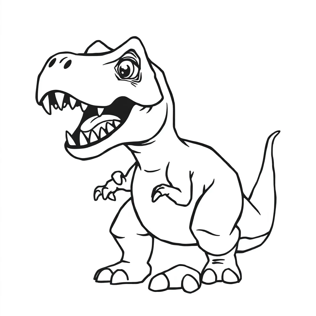 T rex a roaring t rex — easy t-rex coloring page (ages 2–5)