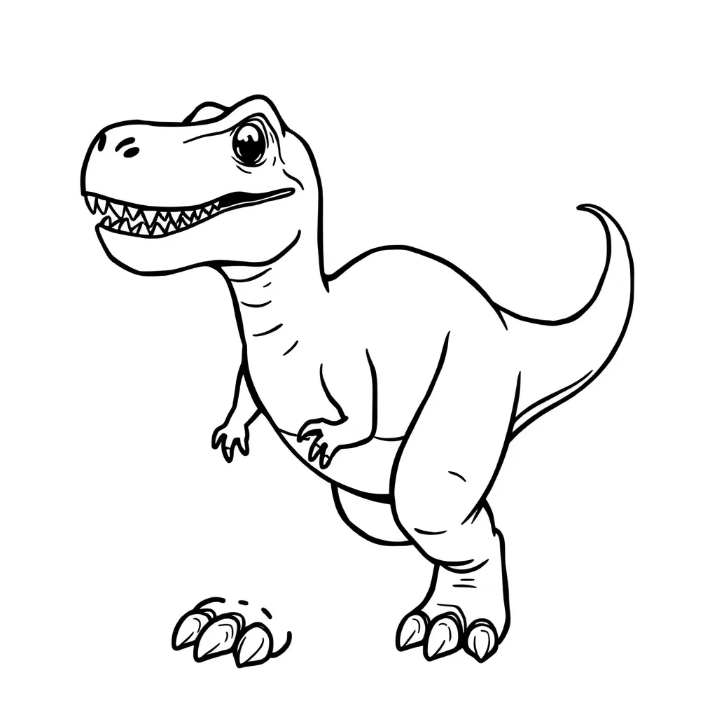 T rex a t rex walking — easy t-rex coloring page (ages 2–5)