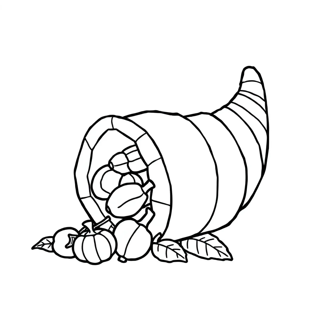 Thanksgiving a cornucopia — easy thanksgiving coloring page (ages 2–5)