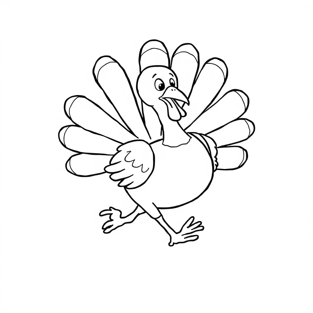 Thanksgiving a cute turkey running — easy thanksgiving coloring page (ages 2–5)