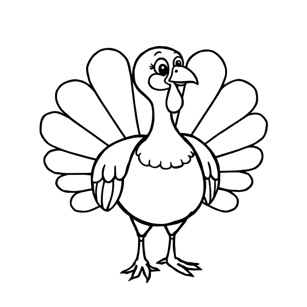 Thanksgiving a cute turkey — easy thanksgiving coloring page (ages 2–5)