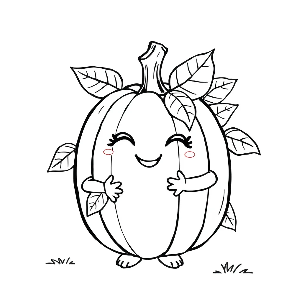 Thanksgiving a pumpkin and leaves hugging a friend — easy thanksgiving coloring page (ages 2–5)