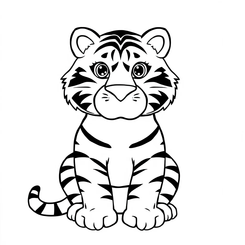 Tigers a tiger with stripes — easy tigers coloring page (ages 2–5)