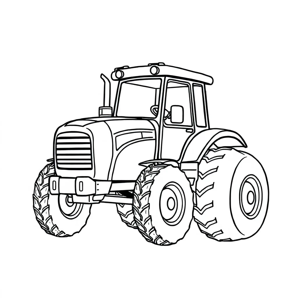 Tractors a cute tractor flying — easy tractors coloring page (ages 2–5)