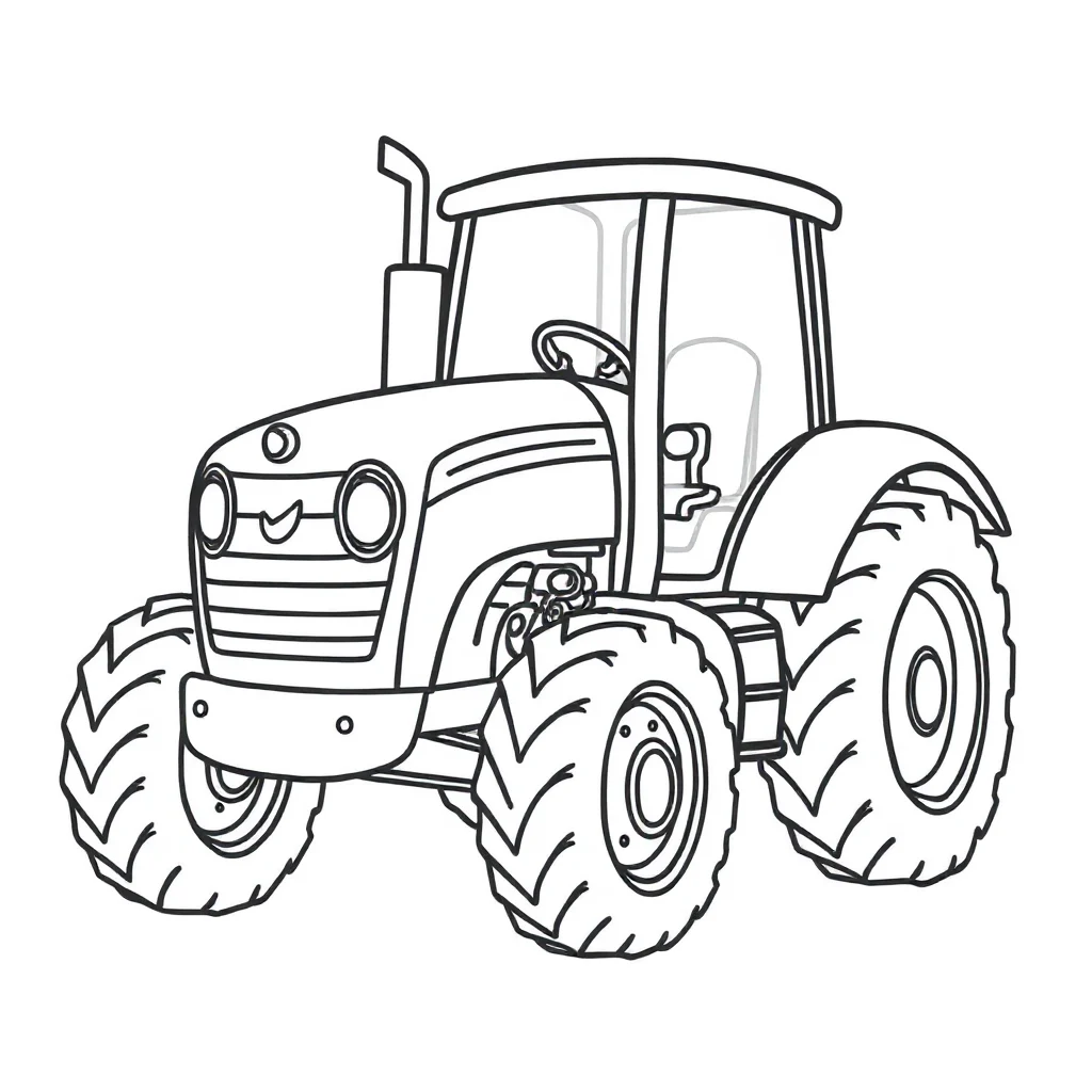 Tractors a cute tractor — easy tractors coloring page (ages 2–5)
