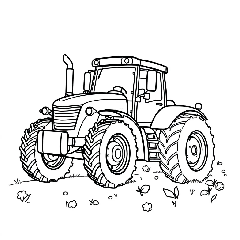 Tractors a farm tractor running — easy tractors coloring page (ages 2–5)