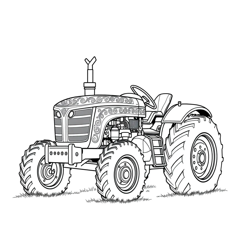 Tractors a farm tractor sitting — detailed tractors coloring page (ages 9+ & adults)