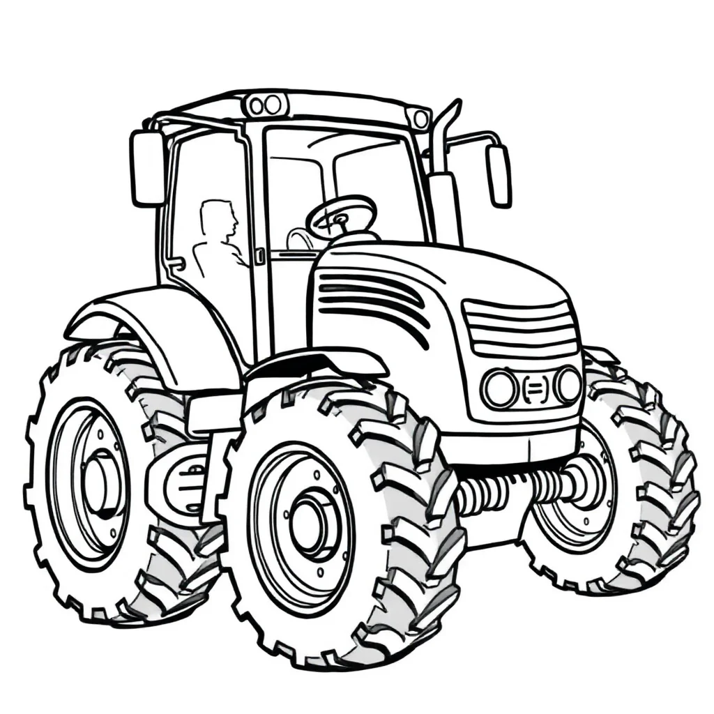 Tractors a farm tractor — easy tractors coloring page (ages 2–5)