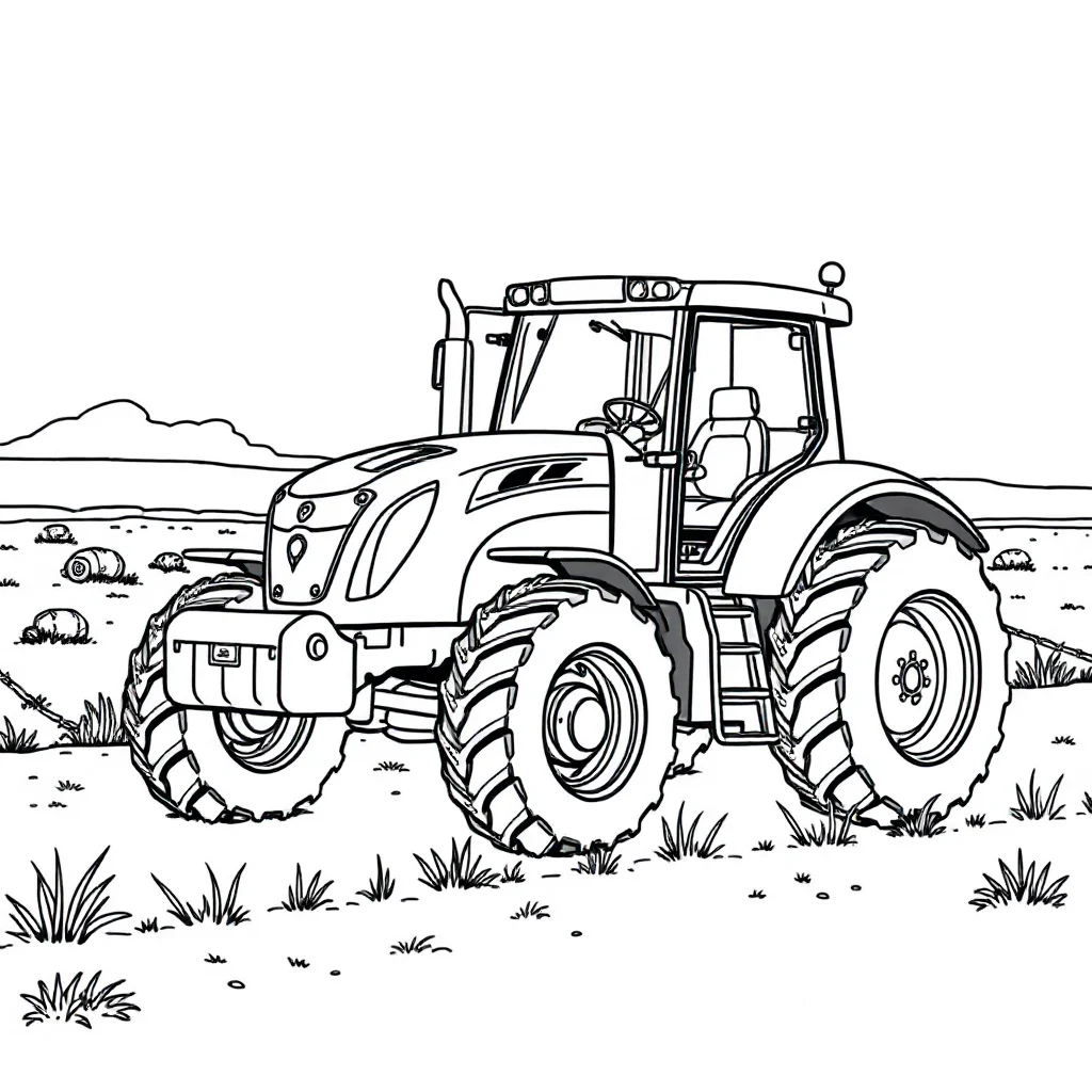 Tractors a tractor on a farm on the beach — classic tractors coloring page (ages 5–10)