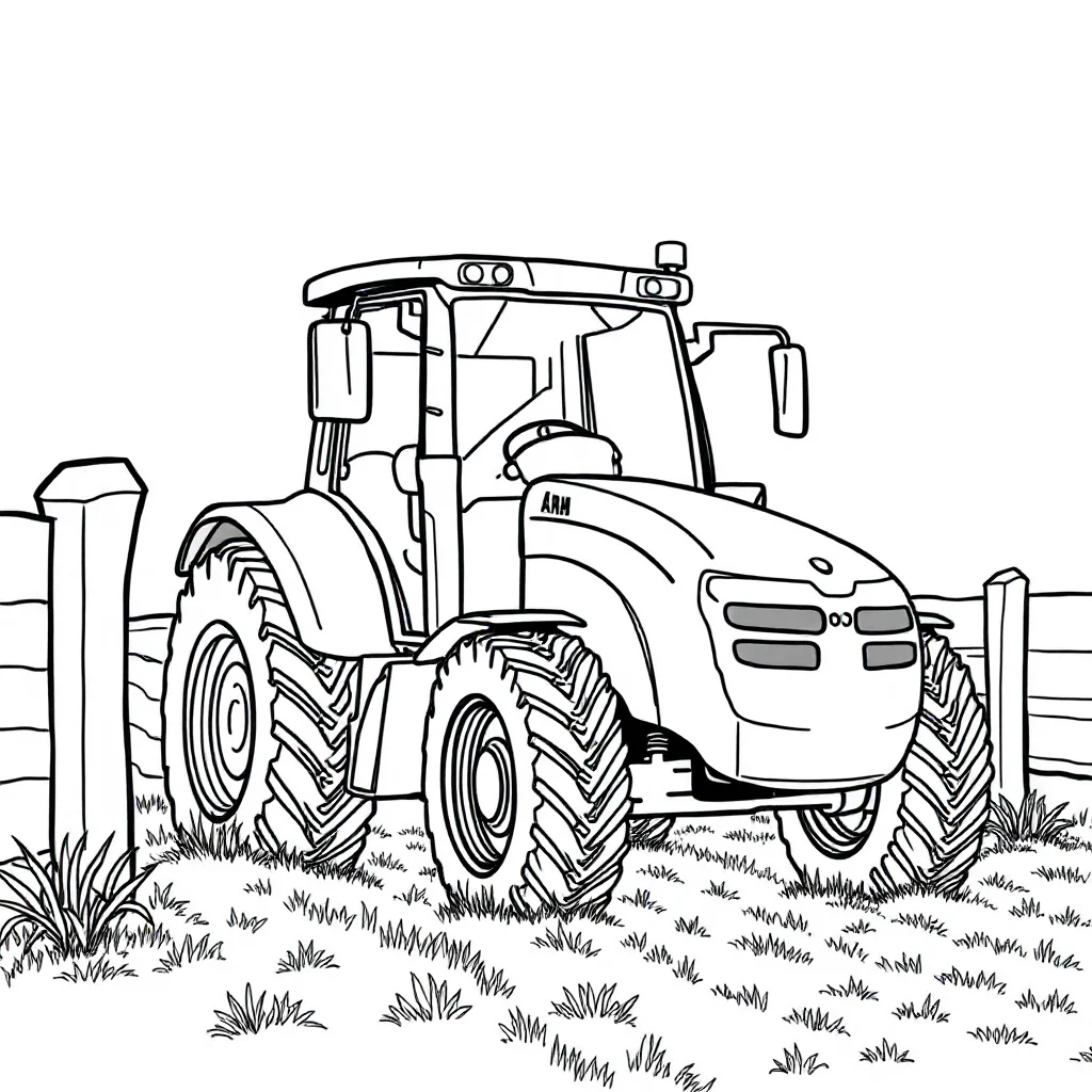 Tractors a tractor on a farm peeking from behind something — classic tractors coloring page (ages 5–10)