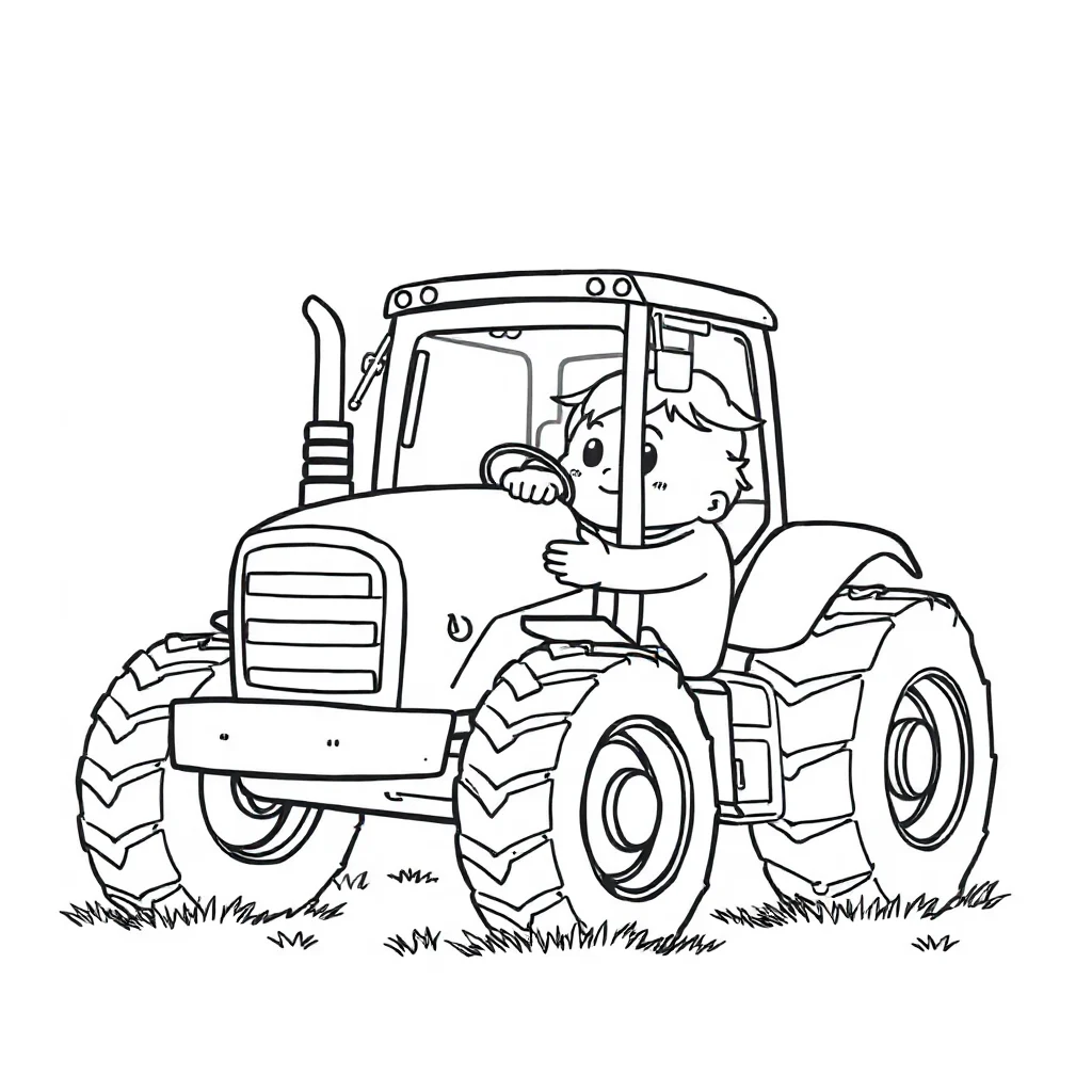 Tractors a tractor with hay hugging a friend — easy tractors coloring page (ages 2–5)