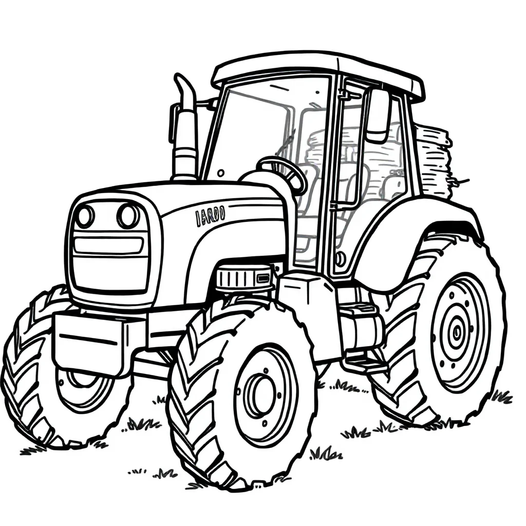 Tractors a tractor with hay — easy tractors coloring page (ages 2–5)