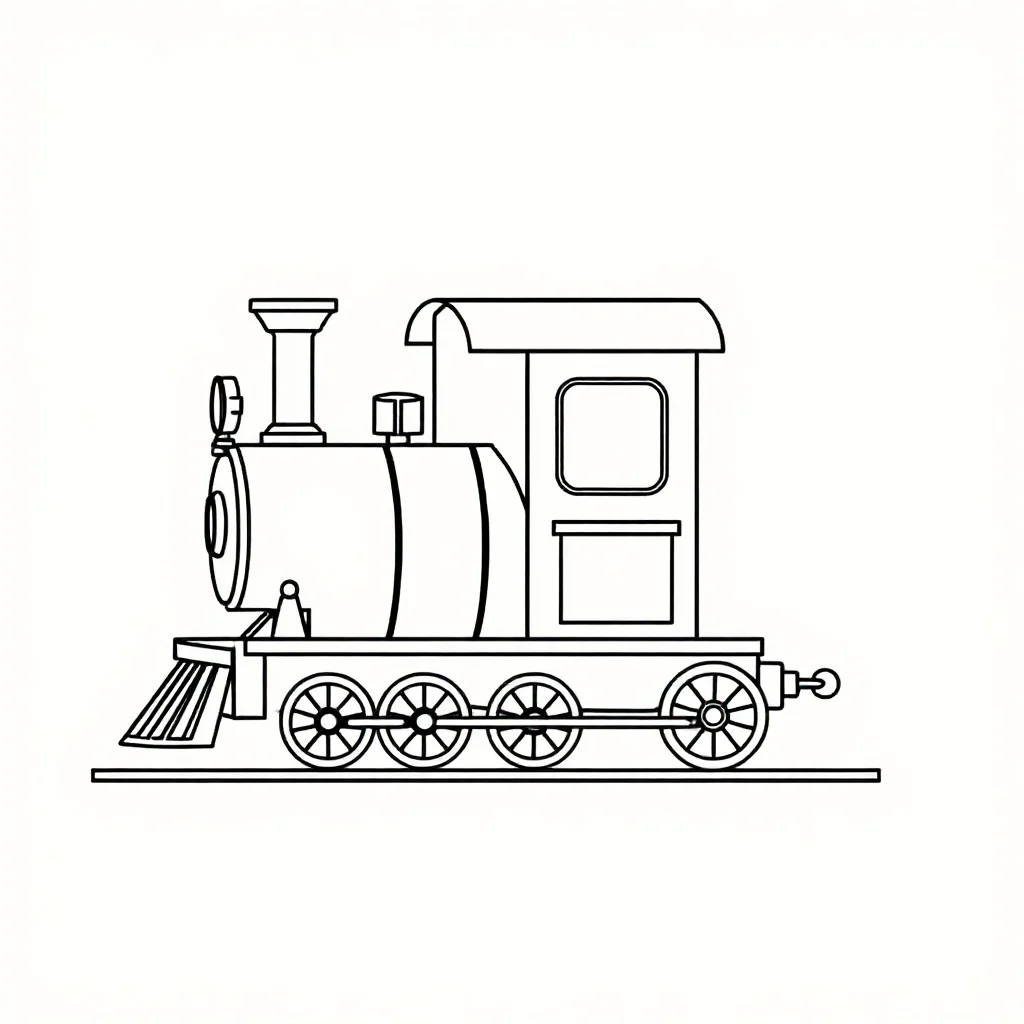 Trains a cute train engine — easy trains coloring page (ages 2–5)