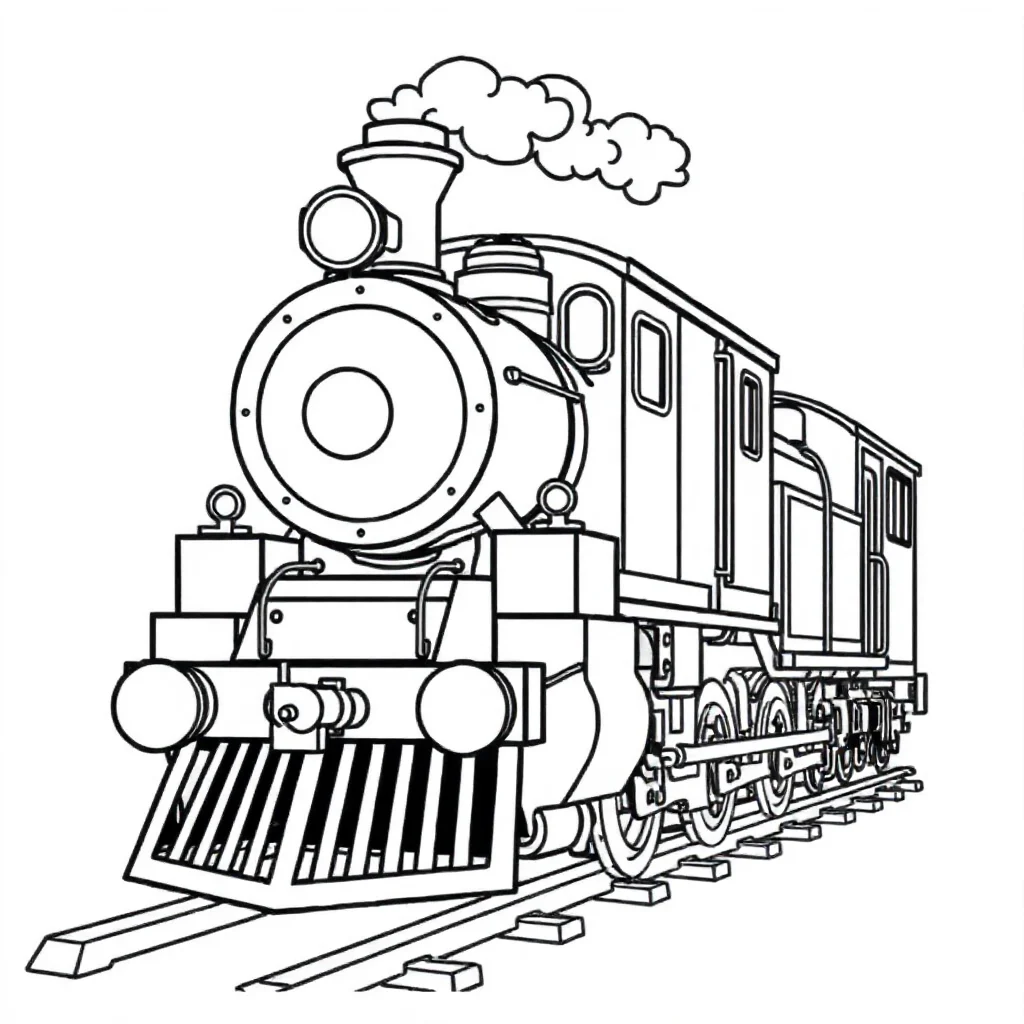 Trains a steam train — easy trains coloring page (ages 2–5)