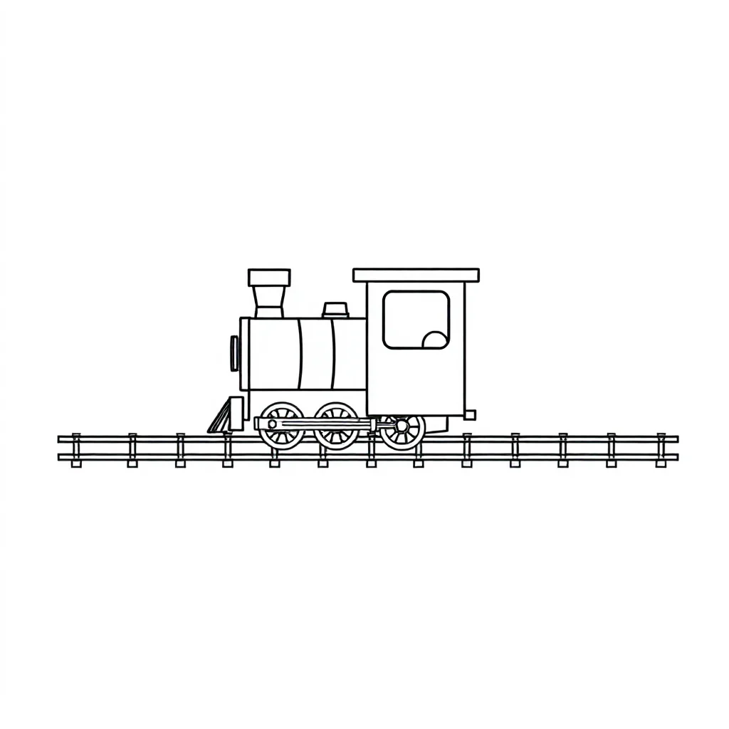 Trains a train on tracks — easy trains coloring page (ages 2–5)