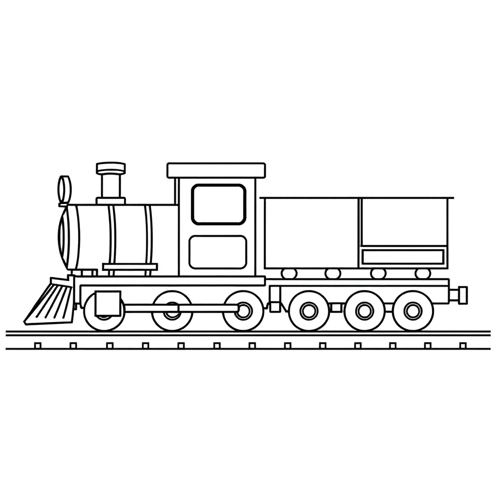 Trains a train with cars — easy trains coloring page (ages 2–5)