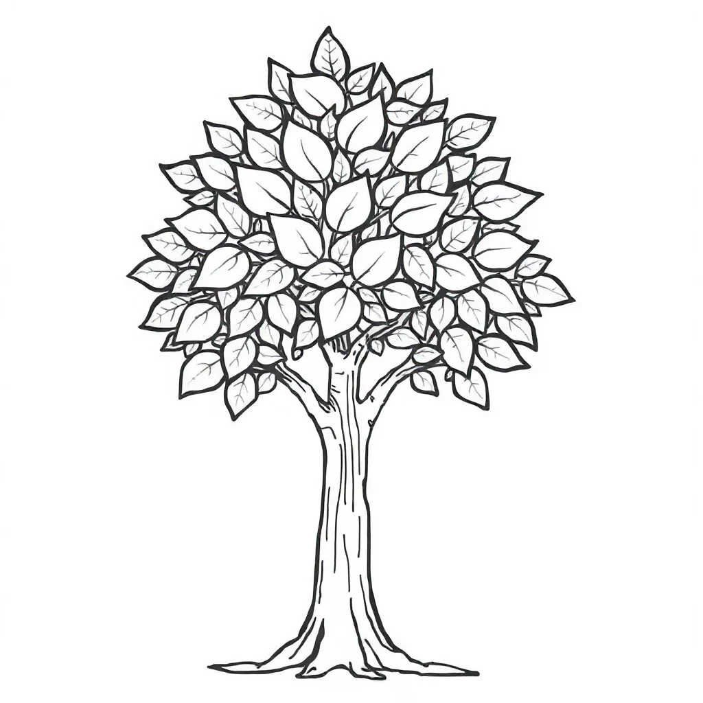 Trees a leafy tree — easy trees coloring page (ages 2–5)