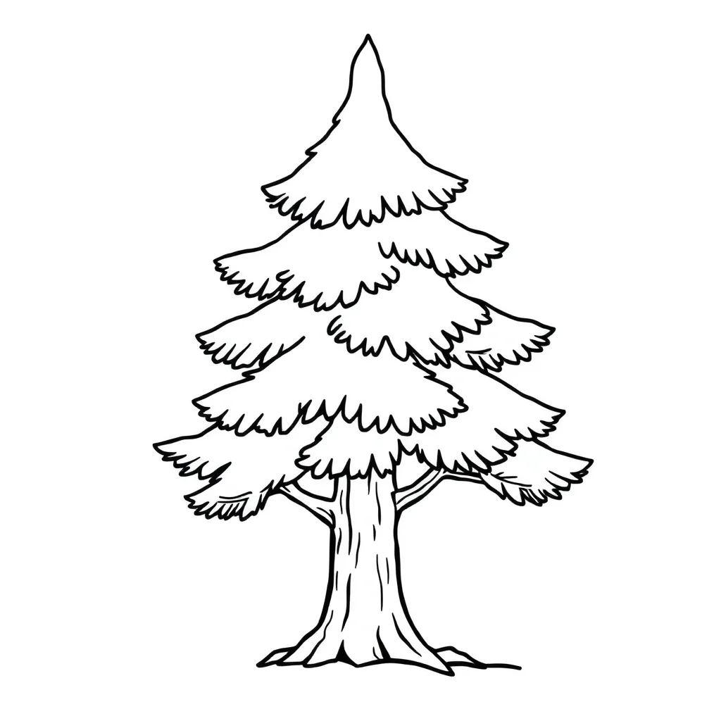Trees a pine tree — easy trees coloring page (ages 2–5)