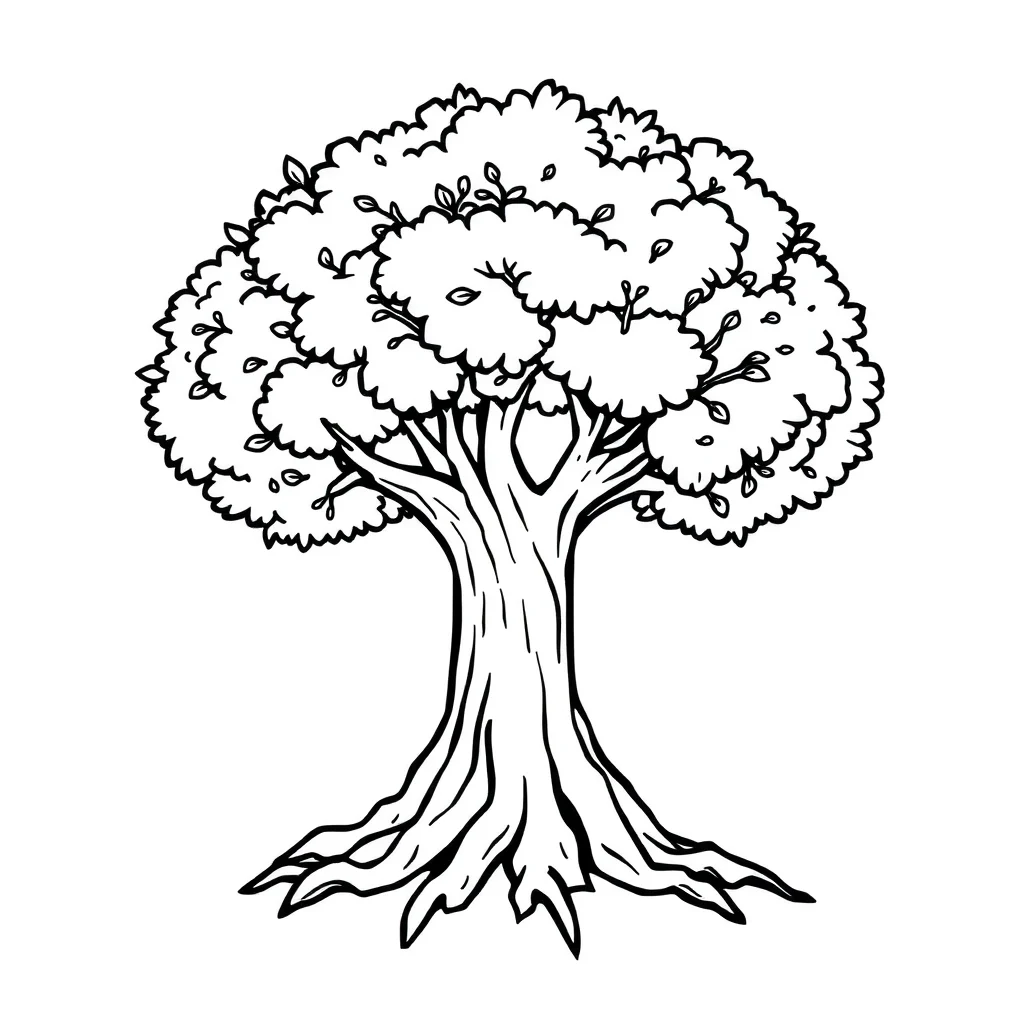 Trees a tree with roots — easy trees coloring page (ages 2–5)