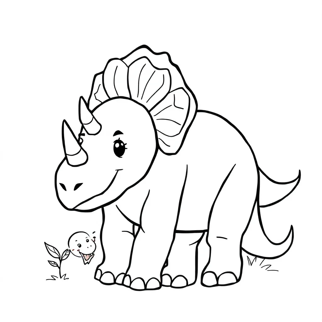 Triceratops a baby triceratops hugging a friend — easy triceratops coloring page (ages 2–5)