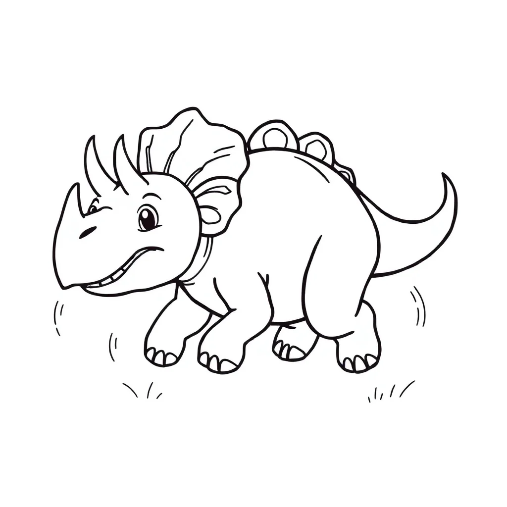 Triceratops a cute triceratops running — easy triceratops coloring page (ages 2–5)