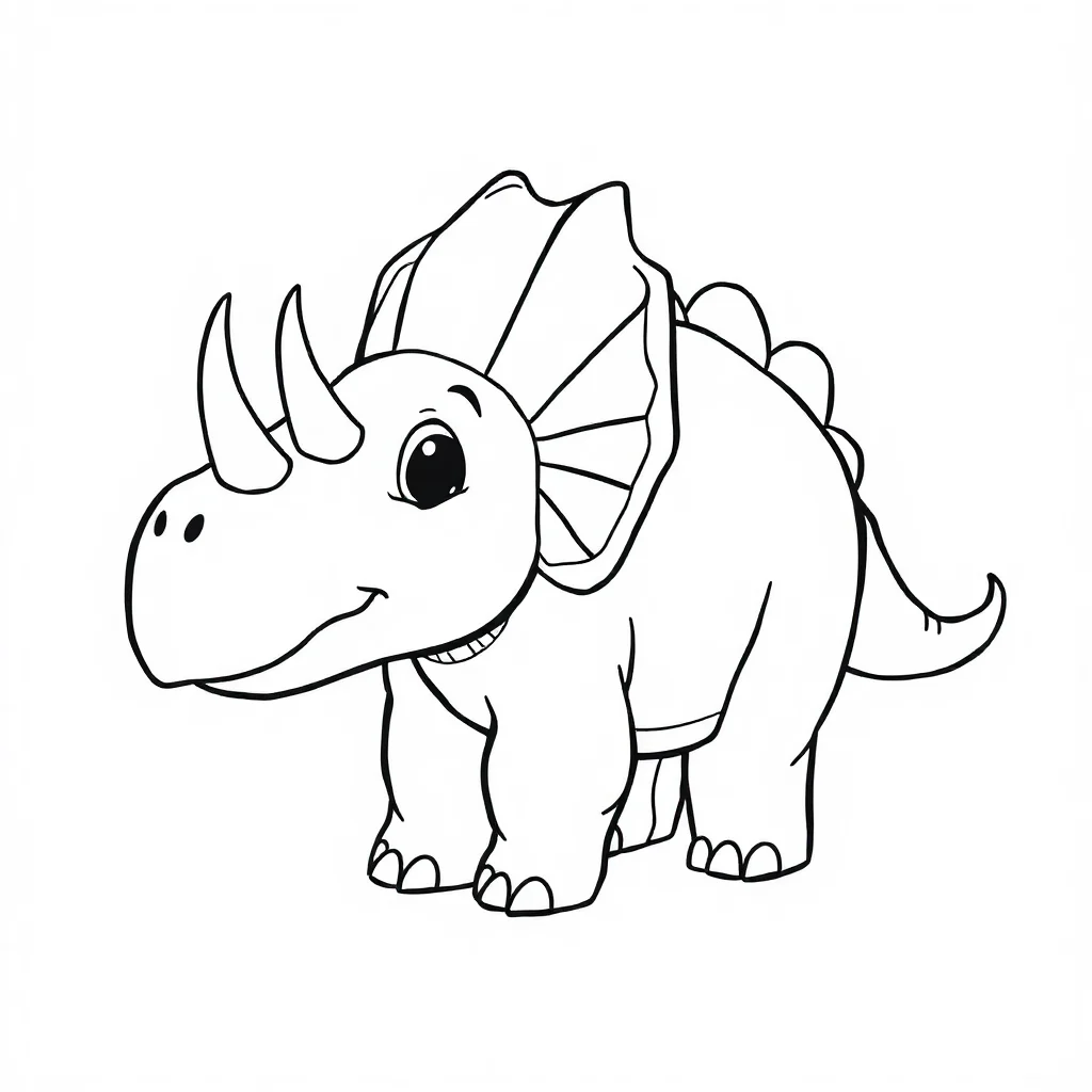 Triceratops a friendly triceratops — easy triceratops coloring page (ages 2–5)