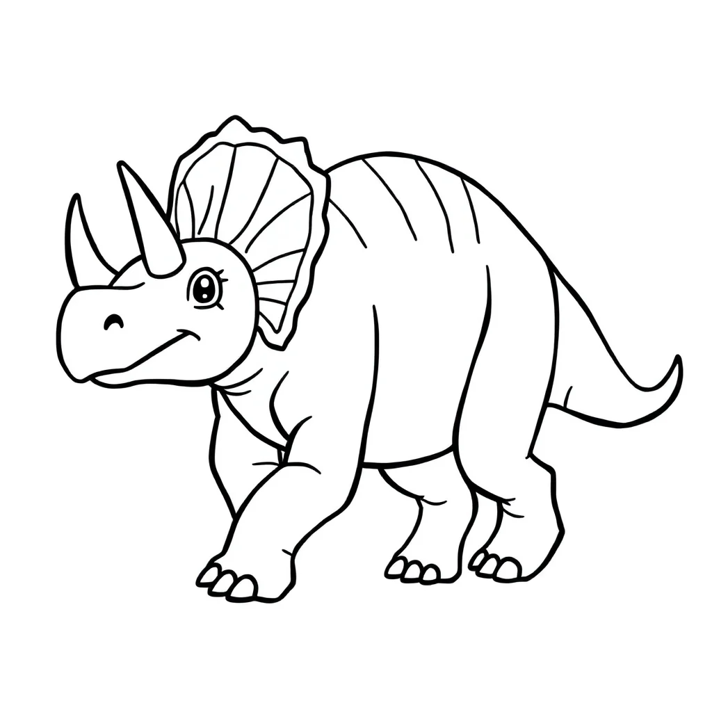 Triceratops a triceratops walking — easy triceratops coloring page (ages 2–5)