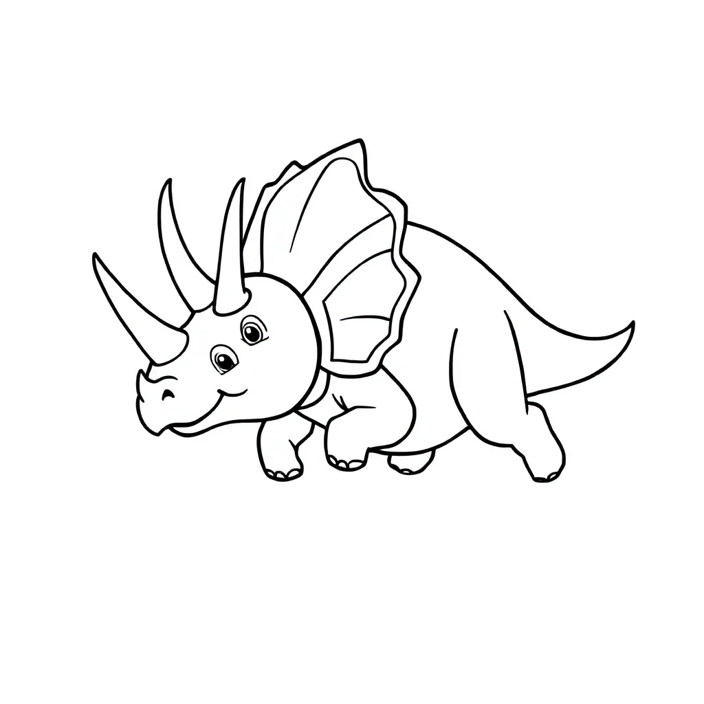 Triceratops a triceratops with three horns flying — easy triceratops coloring page (ages 2–5)