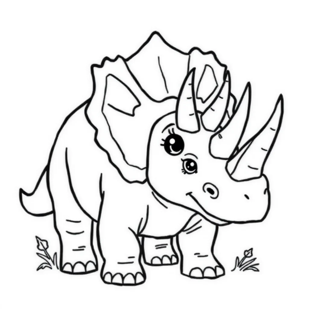 Triceratops a triceratops with three horns — easy triceratops coloring page (ages 2–5)