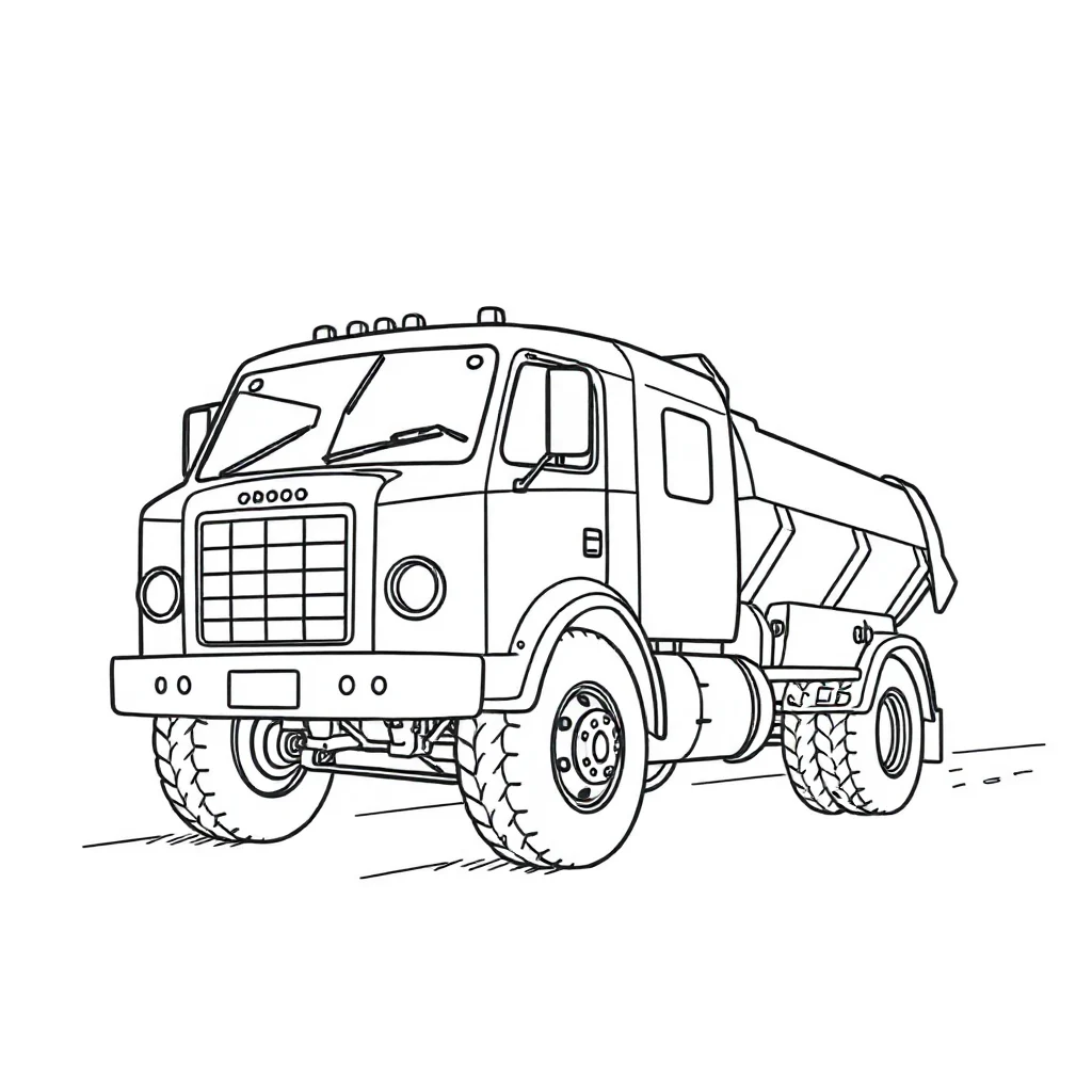 Trucks a big truck running — easy trucks coloring page (ages 2–5)