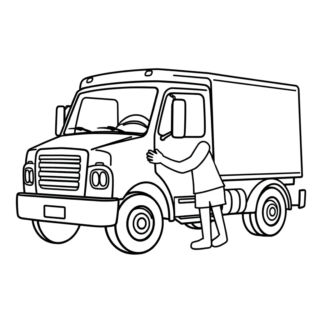 Trucks a delivery truck hugging a friend — easy trucks coloring page (ages 2–5)